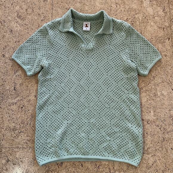 Dandy Del Mar The Antibes Crochet Loose Knit Polo Shirt Small - Picture 1 of 5